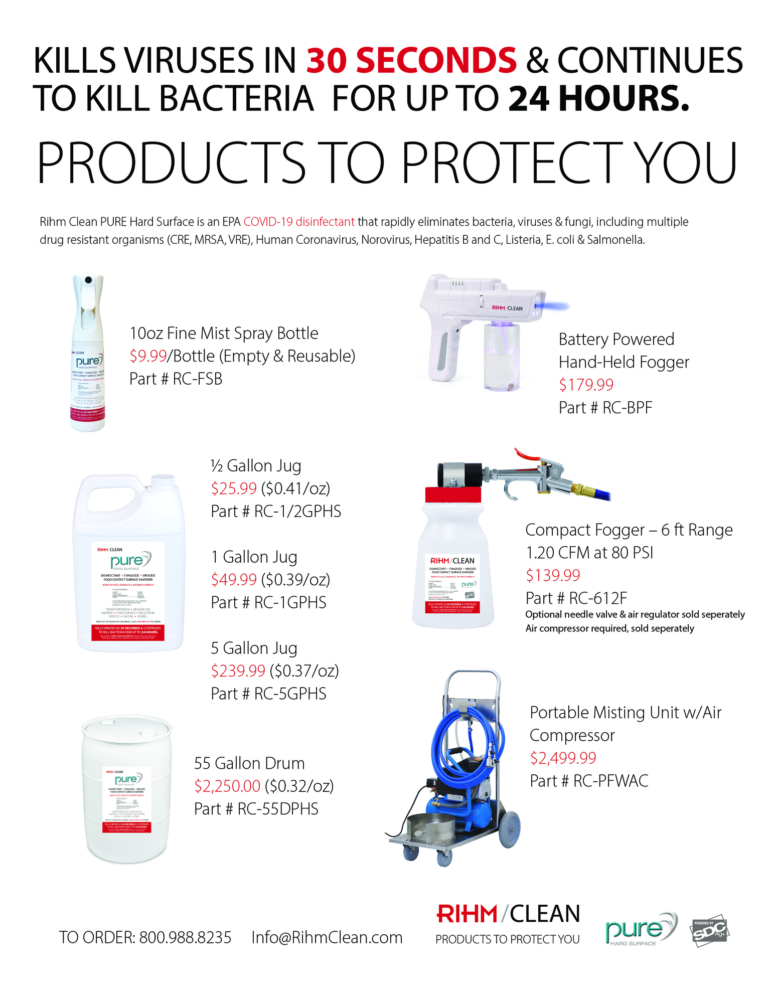 COVID19 Sanitizer Kills Viruses and Bacteria Products from Rihm Kenworth Rihm Clean